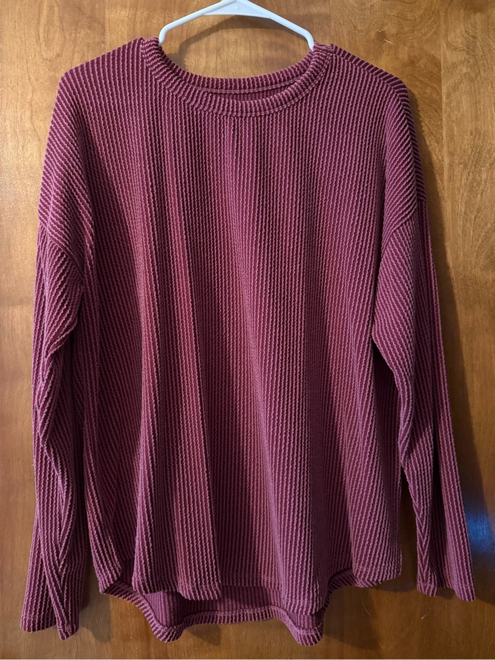 Maurices Ribbed Crewneck Pullover in Light Maroon